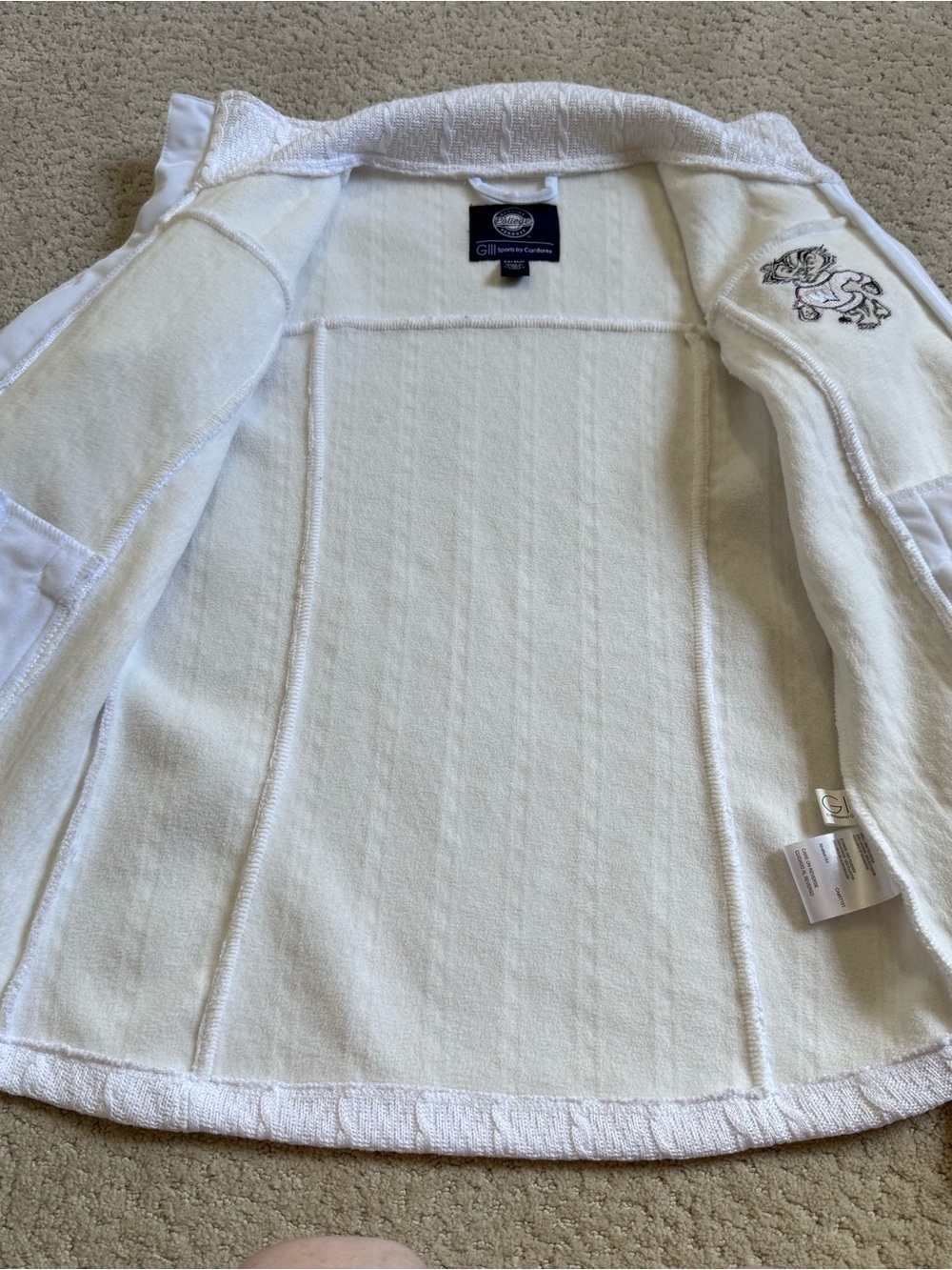 Wisconsin Badgers G-lll By Carl Banks Women’s Full Zip Sweater Fleece White XS - Picture 5 of 9